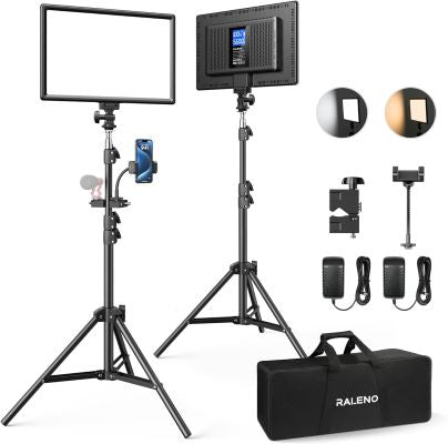 2 Packs LED Video Light and 75inches Stand Lighting Kit Include